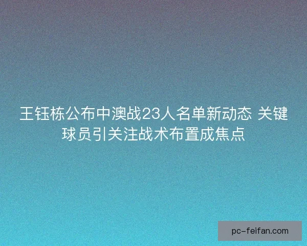 王钰栋公布中澳战23人名单新动态 关键球员引关注战术布置成焦点